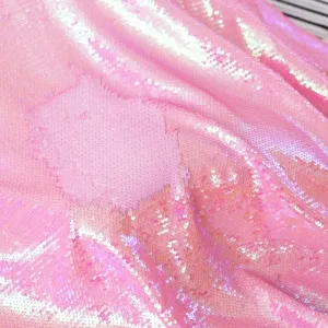 iridescent orange pink x matte pink flip up sequin fabric