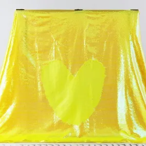 Iridescent to Matte Yellow Reversible Sequin Material