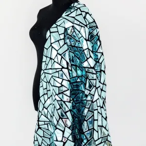 mint irregular triangle pattern mirror sequin fabric
