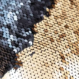 Matte Gold to Black Reversible 5mm Sequin Decor Fabric
