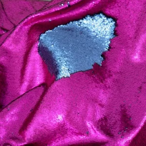 Matte Magenta to Navy Metallic Sequin Reversible Fabric