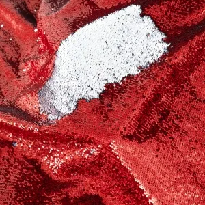 Hologram Dark Red to Silver Sequin Reversible Art Fabric