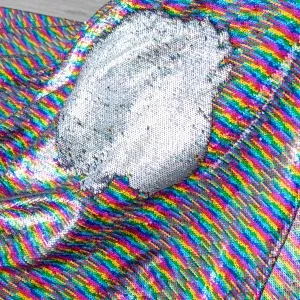 Hologram Multi-color to Holo Silver Mermaid Sequin Fabric