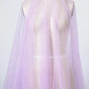 Dreamy Light Purple Glitter Powder Glued Tulle Fabric