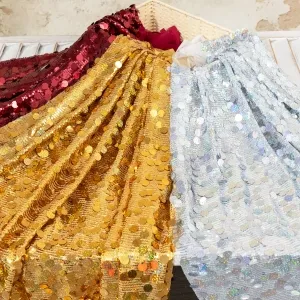 5 and 18mm mixed big sequin shiny prom gown material