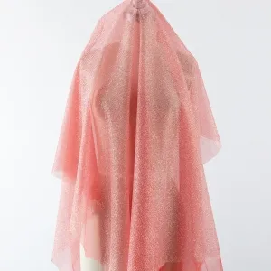 glitter red tulle with powder densely glued sparkles