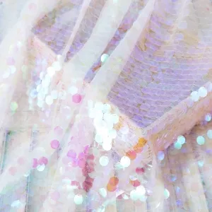 dreamy translucent pink 18mm sequin party decor fabric