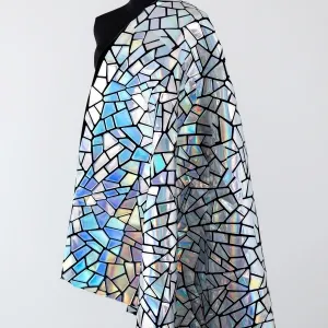 iridescent silver irregular polygon sequin fashion fabric