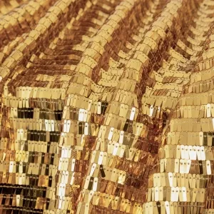 Shimmering Dark Gold 3x9mm Rectangle Piano Sequin Fabric