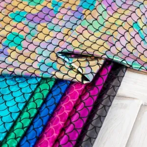 fish scale pattern shiny lame stretch dress fabric