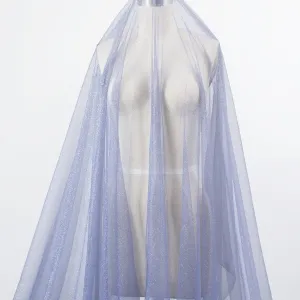 Dusty Violet-blue Soft Tulle with Shimmer Silver Glitters