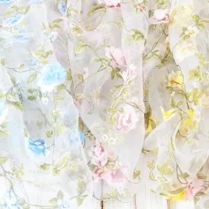 3d printed floral fairy embroidery organza fabric