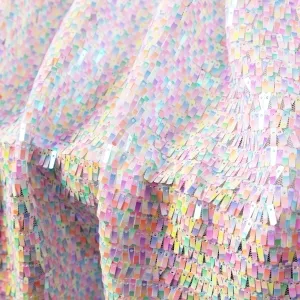 Shimmering Rainbow Fringe Piano Sequin Decor Fabric