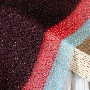 heavy beads pearls embroidery luxury beading net fabric