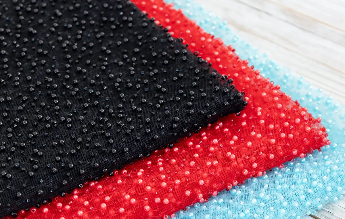 heavy pearl beading fabrics