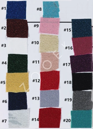 metallic shimmering lurex yarn fabric color chart