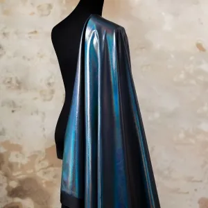 iridescent dark steel stretchy metallic foil lame fabric