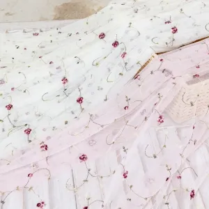 vintage embroidery rose and vine mesh dressmaking fabric