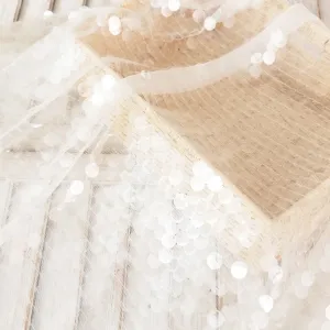 Translucent Round Sequins Allover on Sheer Off-white Mesh