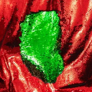 Dark Red & Emerald Reversible Sequin Home Decor Fabric
