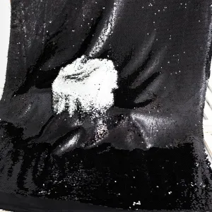 Glitter Black to Silver Reversible Metallic Sequin Fabric