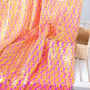 orange magenta iridescent 3x9 rectangle sequin fabric