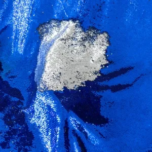 Royal Blue to Silver Reversible Mermaid Sequin Fabric