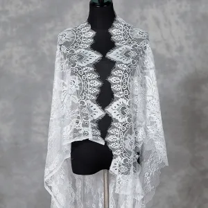 soft off white alencon lace fabric with scalloped edge