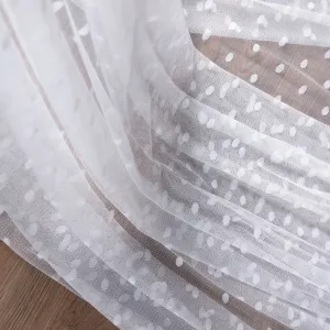White Polka Dot Soft Elastic Mesh Lace Fabric