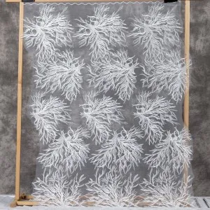 sequinned plant root pattern embroidery lace fabric