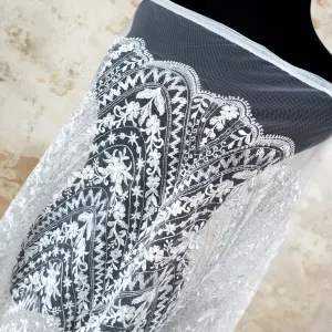 high end floral embroidery wave pattern sequinned lace