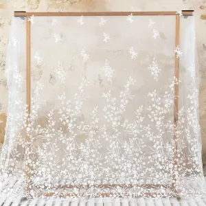 vintage inspired gradually fading floral leaf lace fabric