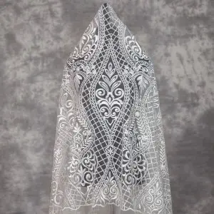 uniquely abstract geometric pattern bridal lace fabric