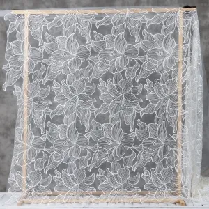large lotus flower leaf pattern soft tulle lace fabric