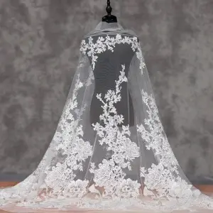 modern flowers design sequinned couture lace fabric