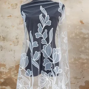new arrival laser cut big floral lace couture fabric