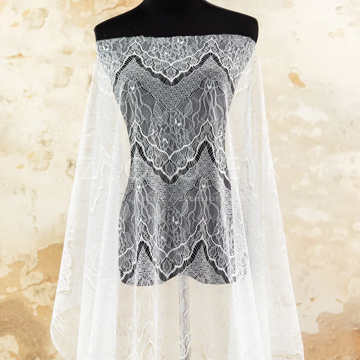 off white vintage floral motif wedding dress lace fabric