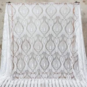 abstract peacock feather pattern eyelash lace fabric
