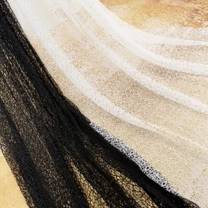 classic black and ivory stretch messy mesh lace fabric
