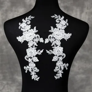 ivory impatiens floral motif embroidery lace applique