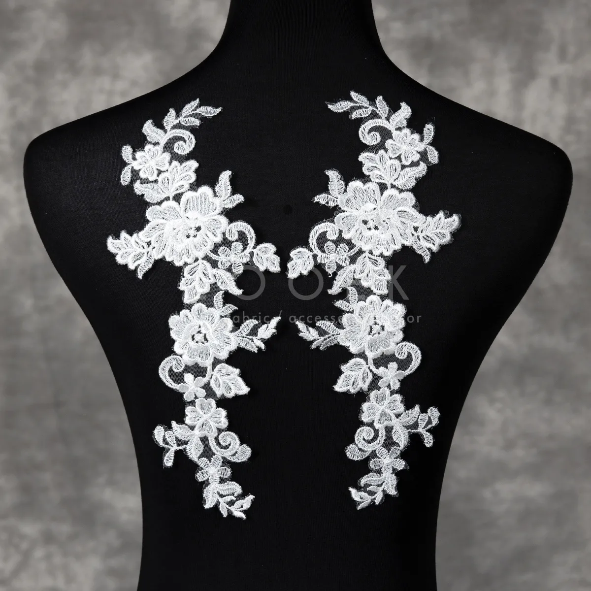 ivory impatiens floral motif embroidery lace applique