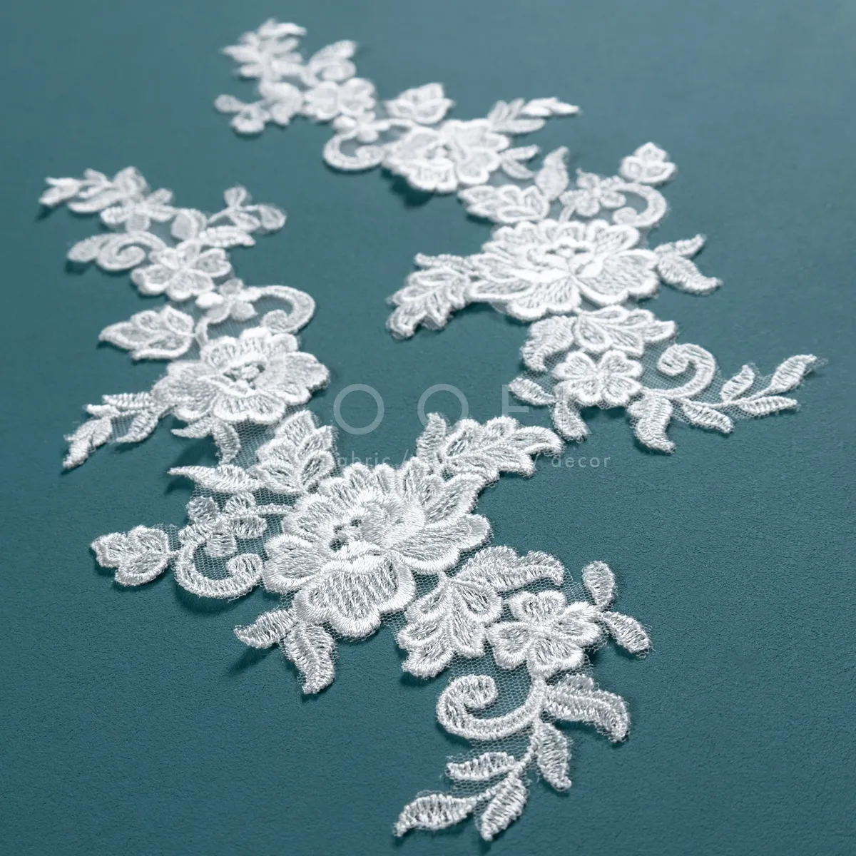 light ivory impatiens floral pattern embroidery lace appliques