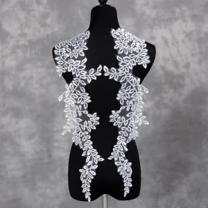 willow leaf pattern sequinned embroidery lace appliques
