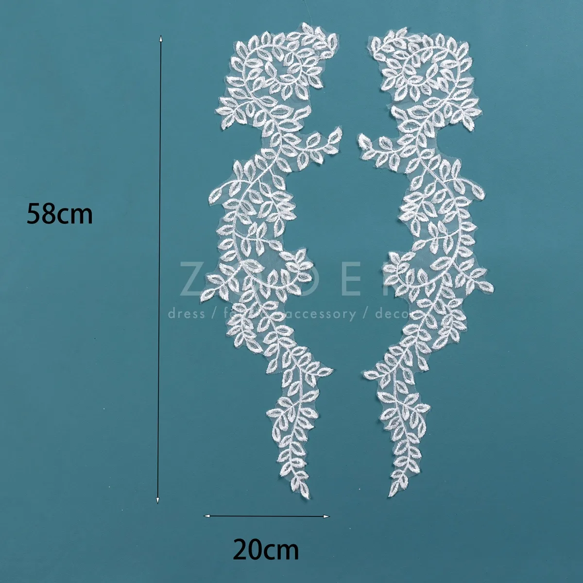 willow leaf sequinned lace appliques