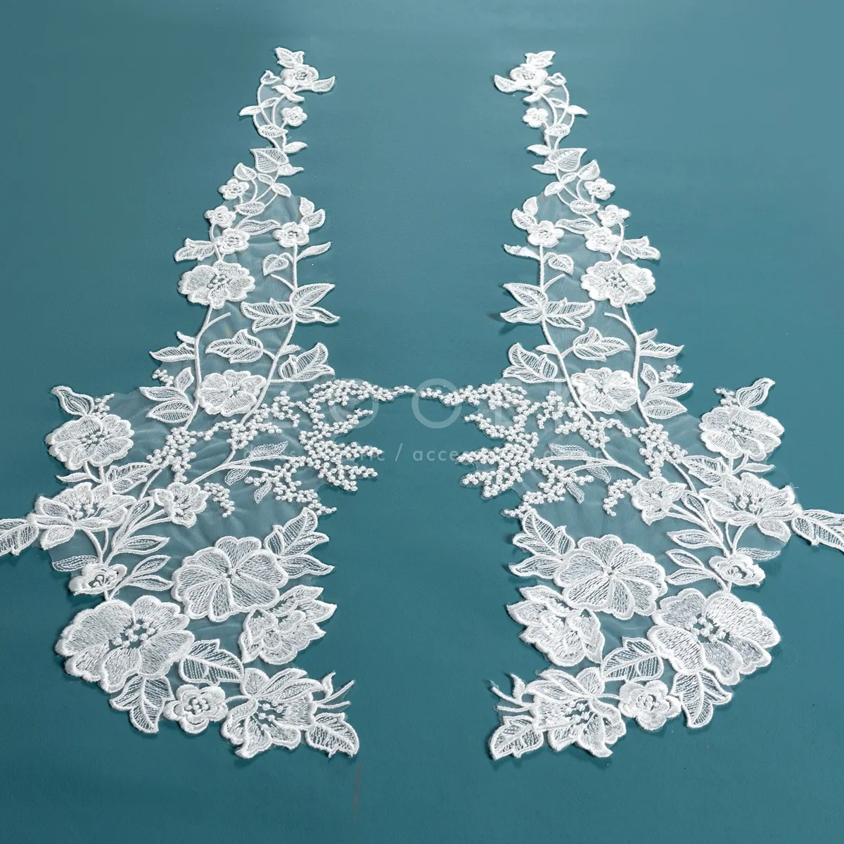 flowers leaves wedding lace applique