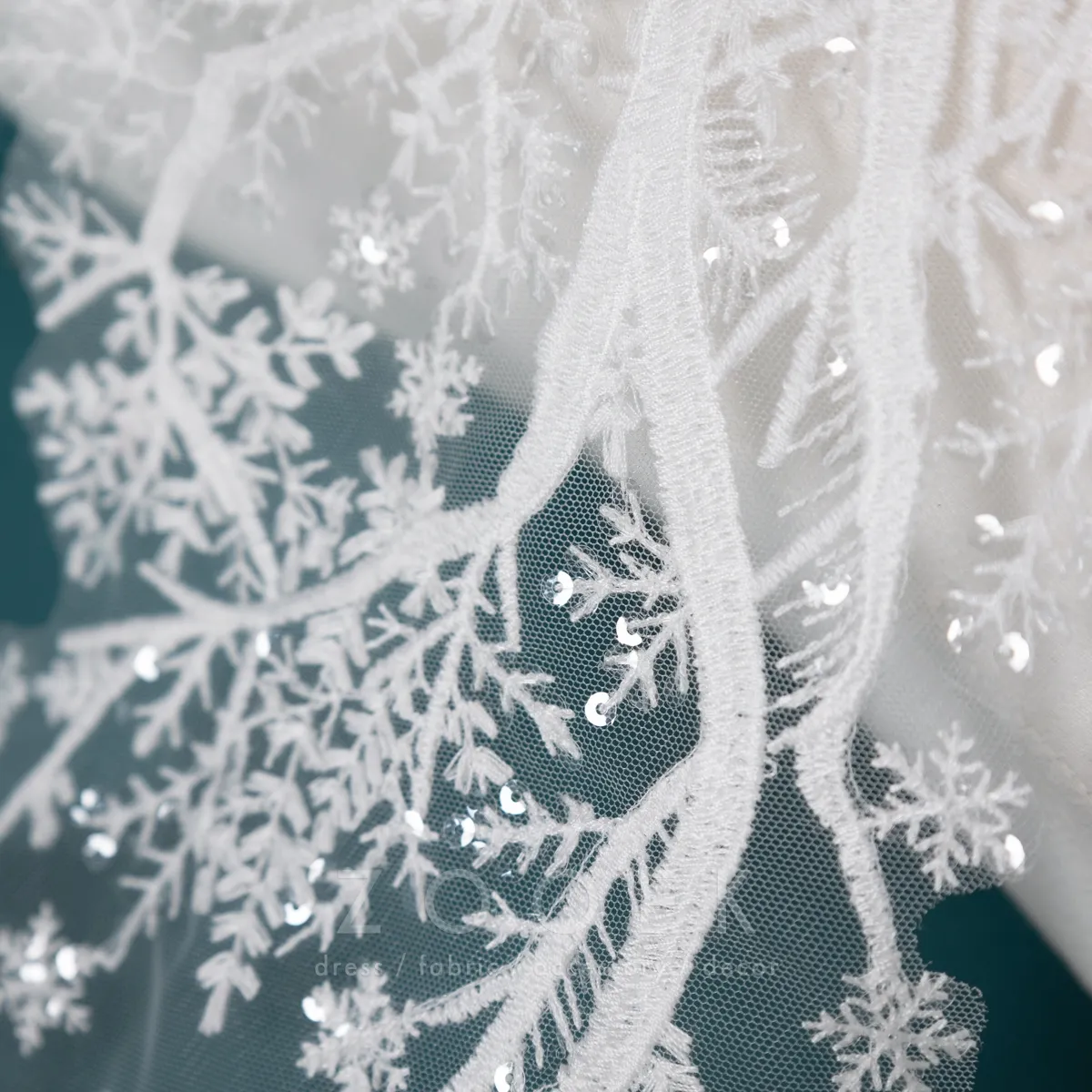 sequinned snowflake tree branches art lace applique