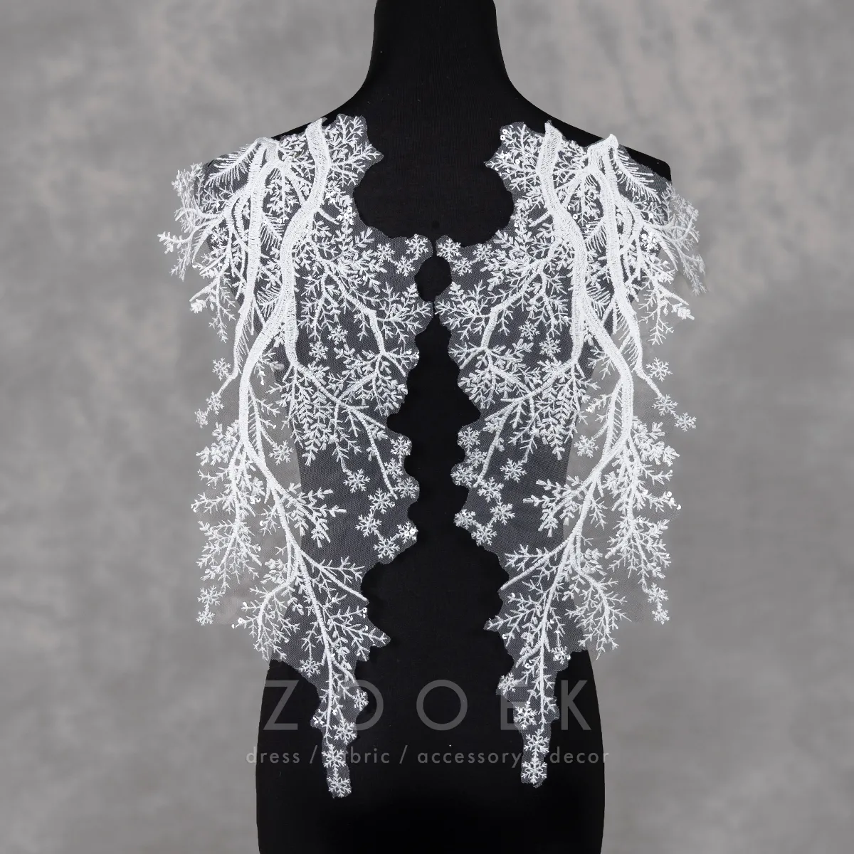 snowflake tree branches art lace applique with sequins