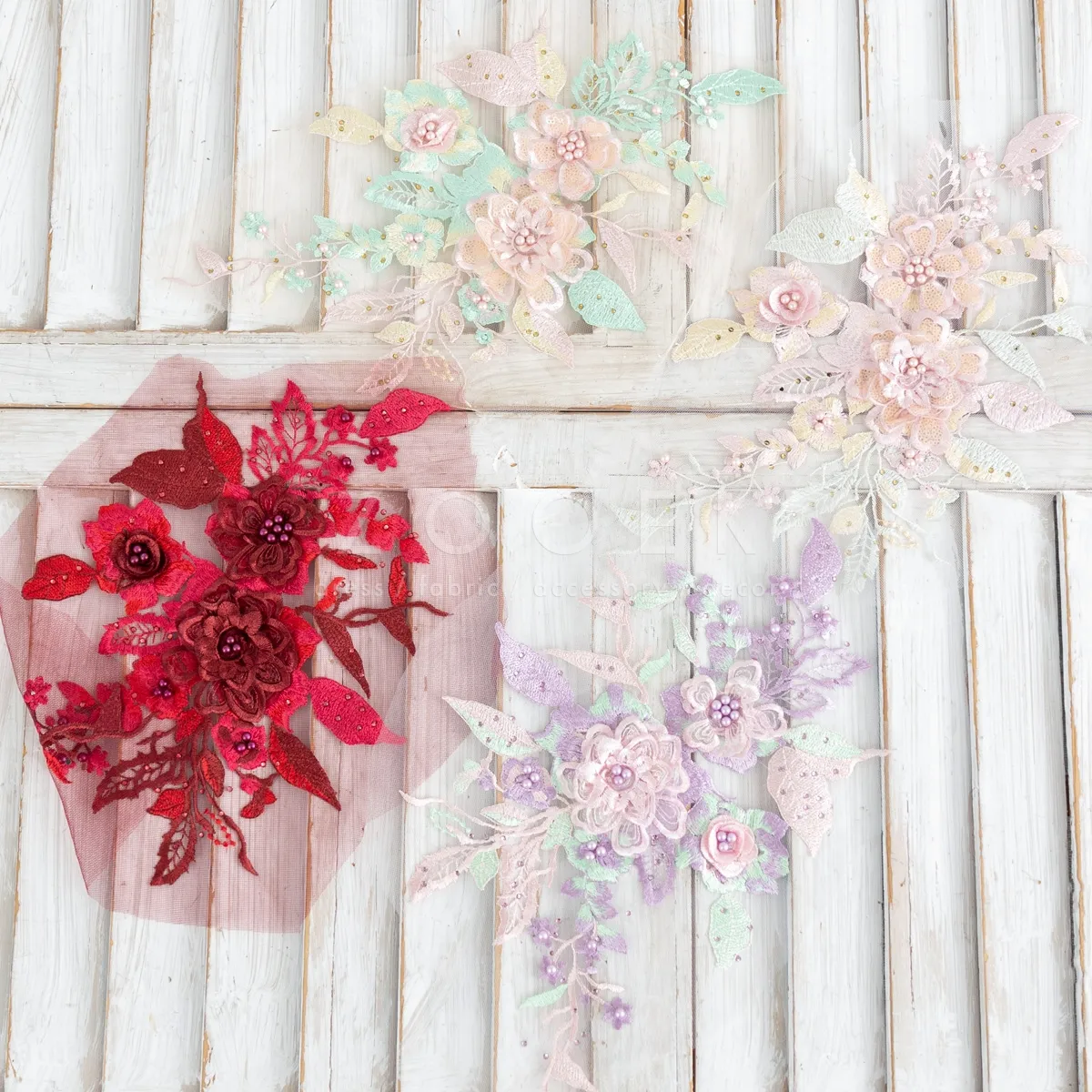 3d flower lace appliques for dresses