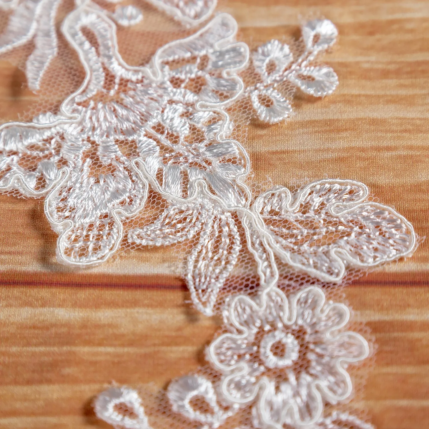 floral ivory white corded lace applique