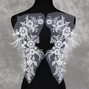beaded floral pattern lace appliques sewing on costume